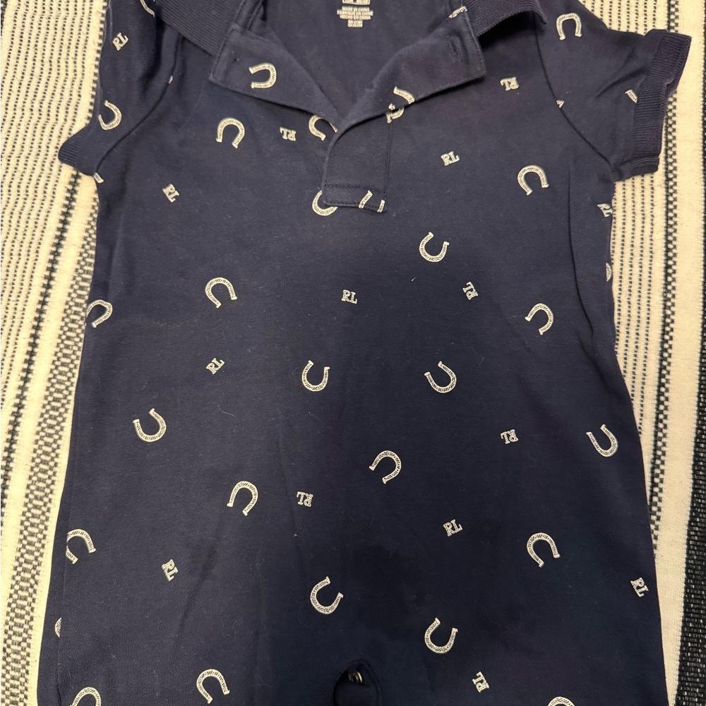 Ralph Lauren Navy Polo One-Piece with White Print
